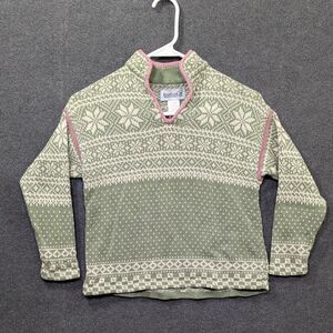 American Girl Kids Clothes Nordic Sweater Small Pull Over Fair Isle V-Neck Green
